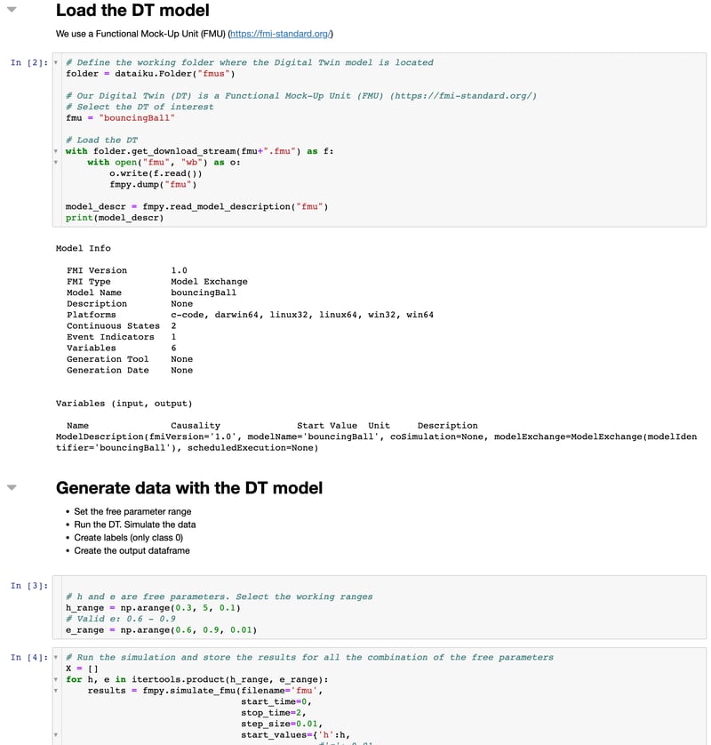 Fig. 2: Python notebook to simulate data with the digital twin model.