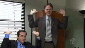 the office dwight and michael raise the roof gif