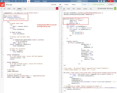 code notebooks in Dataiku DSS web app