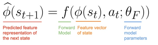 Forward model that predicts the feature representation of next state