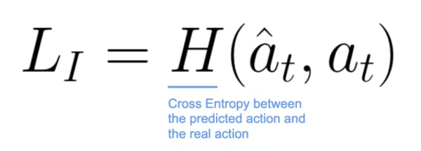 Cross entropy between predicted action and real action