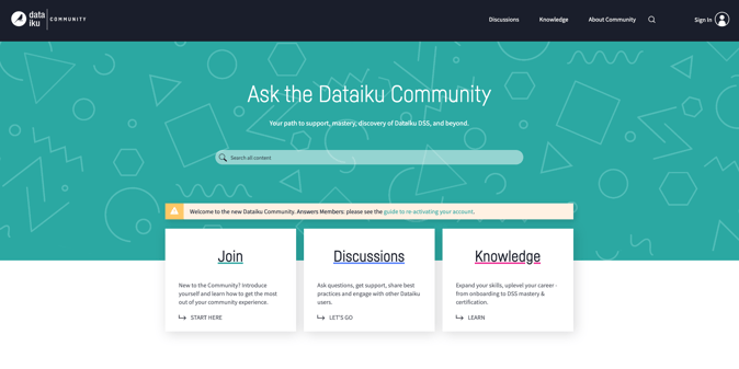 dataiku Community home page