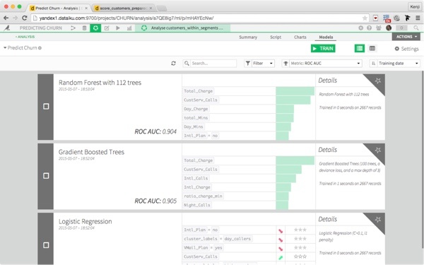 Machine Learning in Dataiku DSS