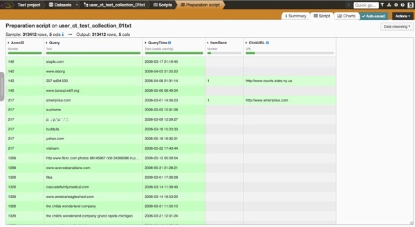 The AOL dataset presented in Dataiku DSS v1.1