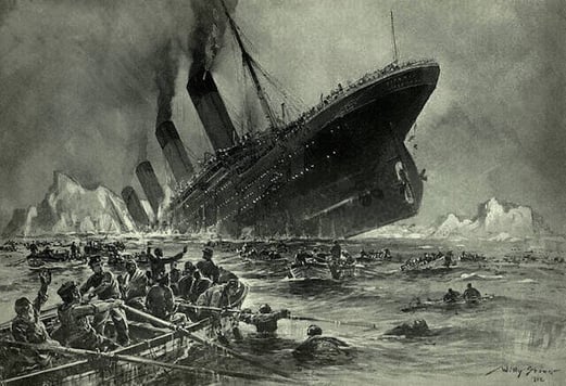 drawing of sinking titanic