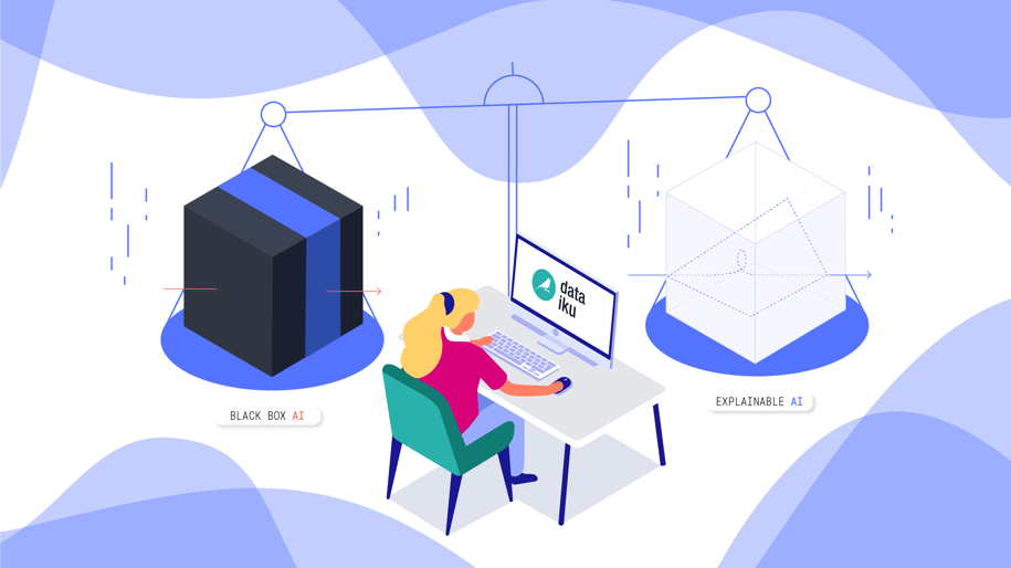 graphic-with-person-using-dataiku-weighing-possiblity-of-black-box-or-white-box-model