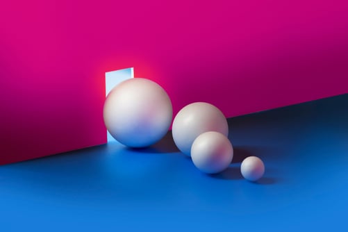 abstract silver balls on pink background