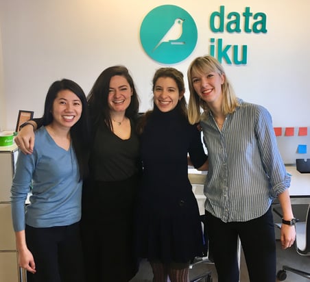 women of dataiku standing in the dataiku NYC office