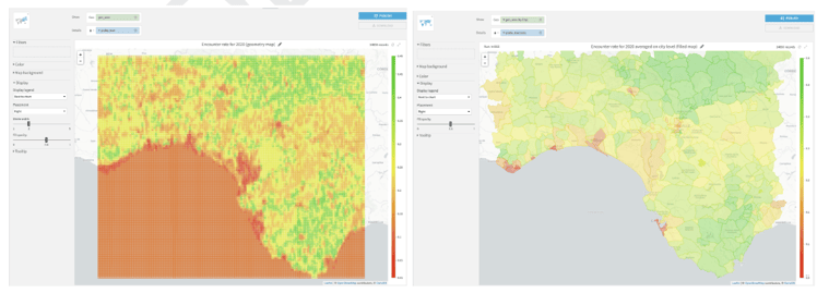 geometry map and filled administrative map