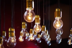 light bulbs hanging from the ceiling