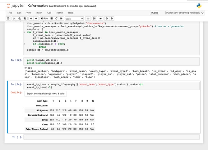 Analyzing streaming data in Dataiku