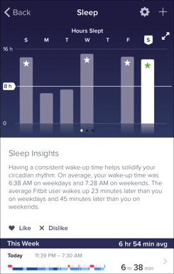 Sample of FitBit sleep data