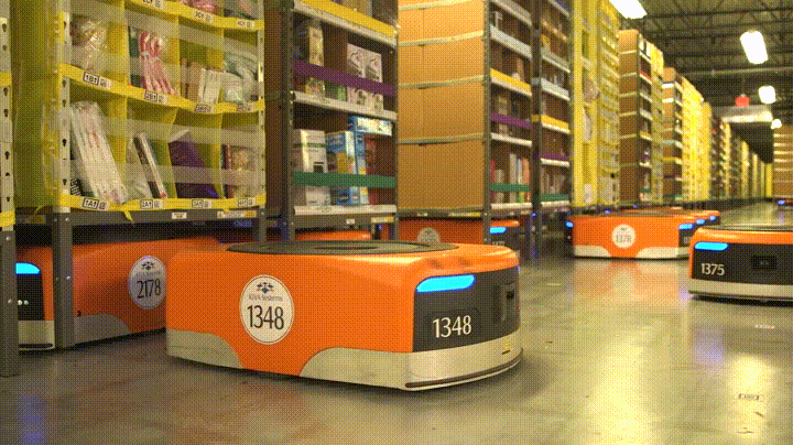 amazon robots in a warehouse