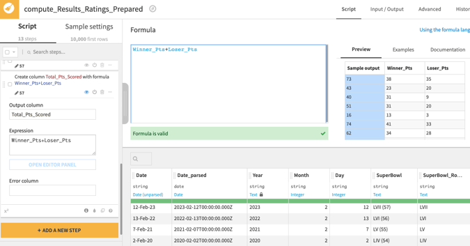 TV ratings and used Dataiku prepare recipe