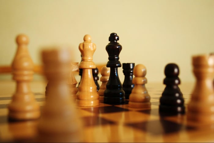 chess board with pieces