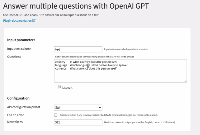 answer multiple questions with OpenAI GPT