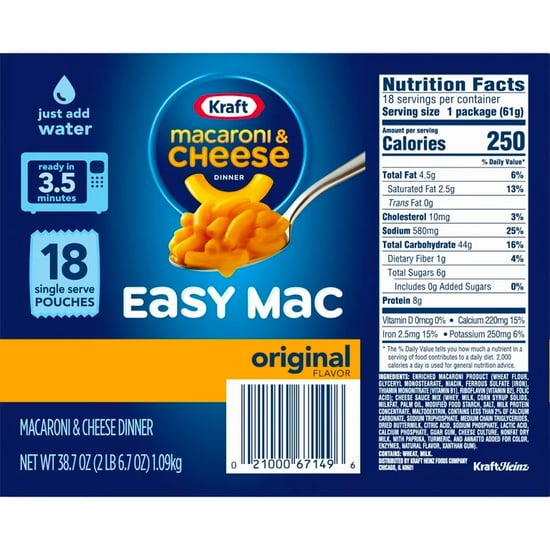 Kraft mac and cheese label