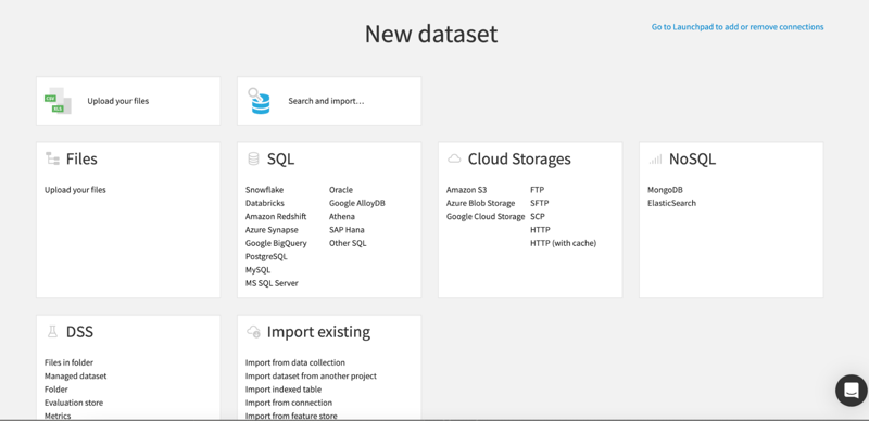 new dataset in Dataiku