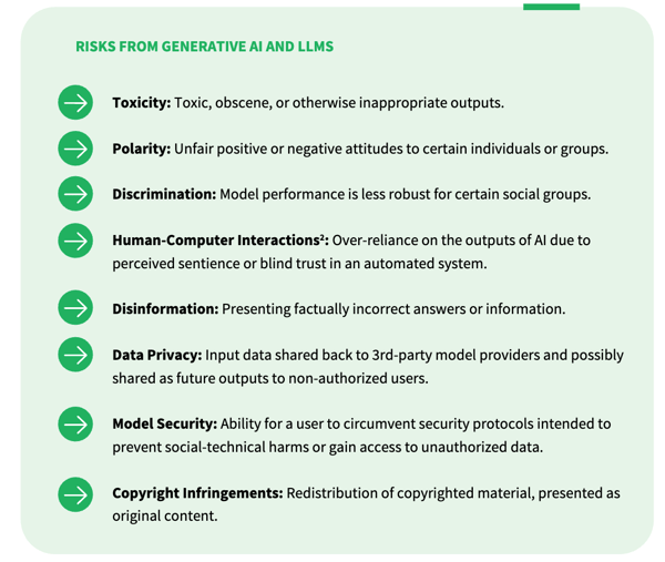 risks from Generative AI and LLMs