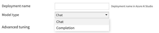 chat or completion model type