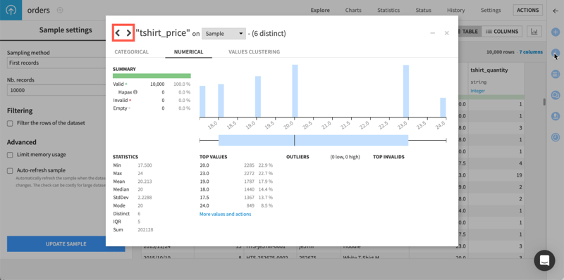 Analyze columns for quality and outliers