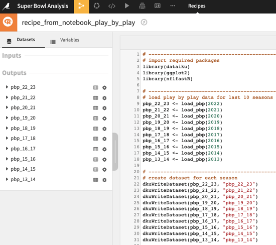 data in Dataiku from nflfastR