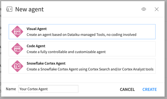 new agent in Dataiku