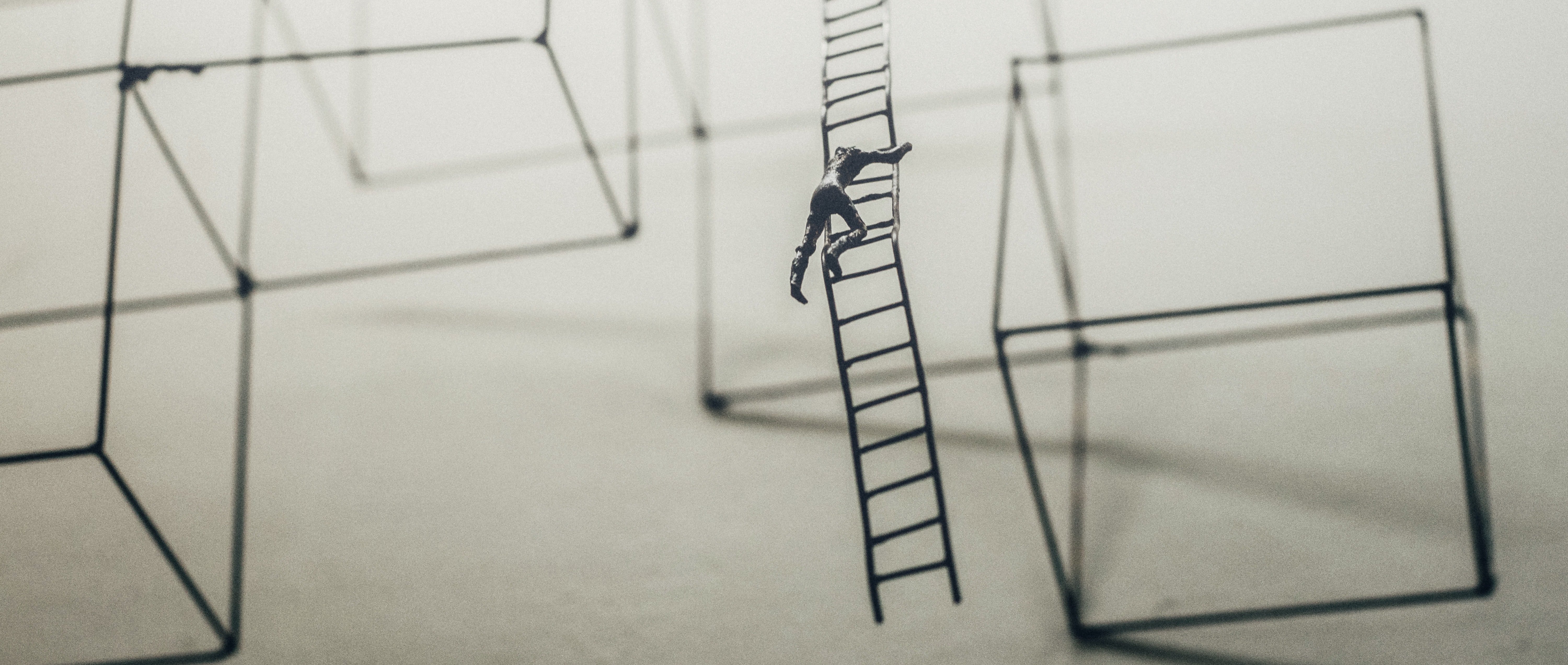 a man climbing a ladder