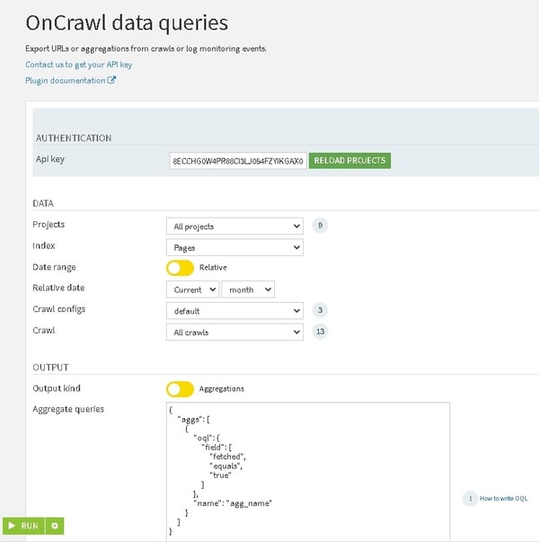 OnCrawl data queries