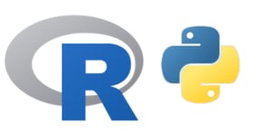 R and Python programming languages logos