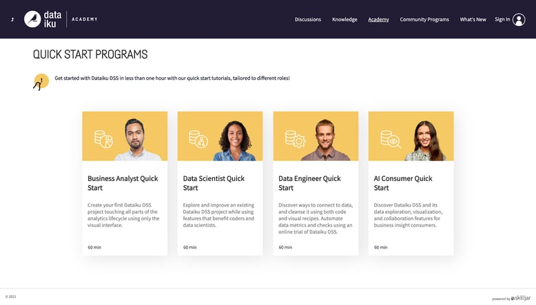 Dataiku Quick Starts