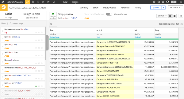 Dataiku DSS visual data preparation