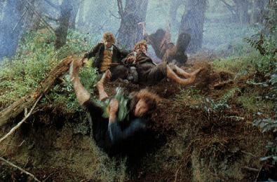 Fellowship of the Ring characters falling in a pit