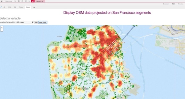 OSM data visualization projected on San Francisco segments
