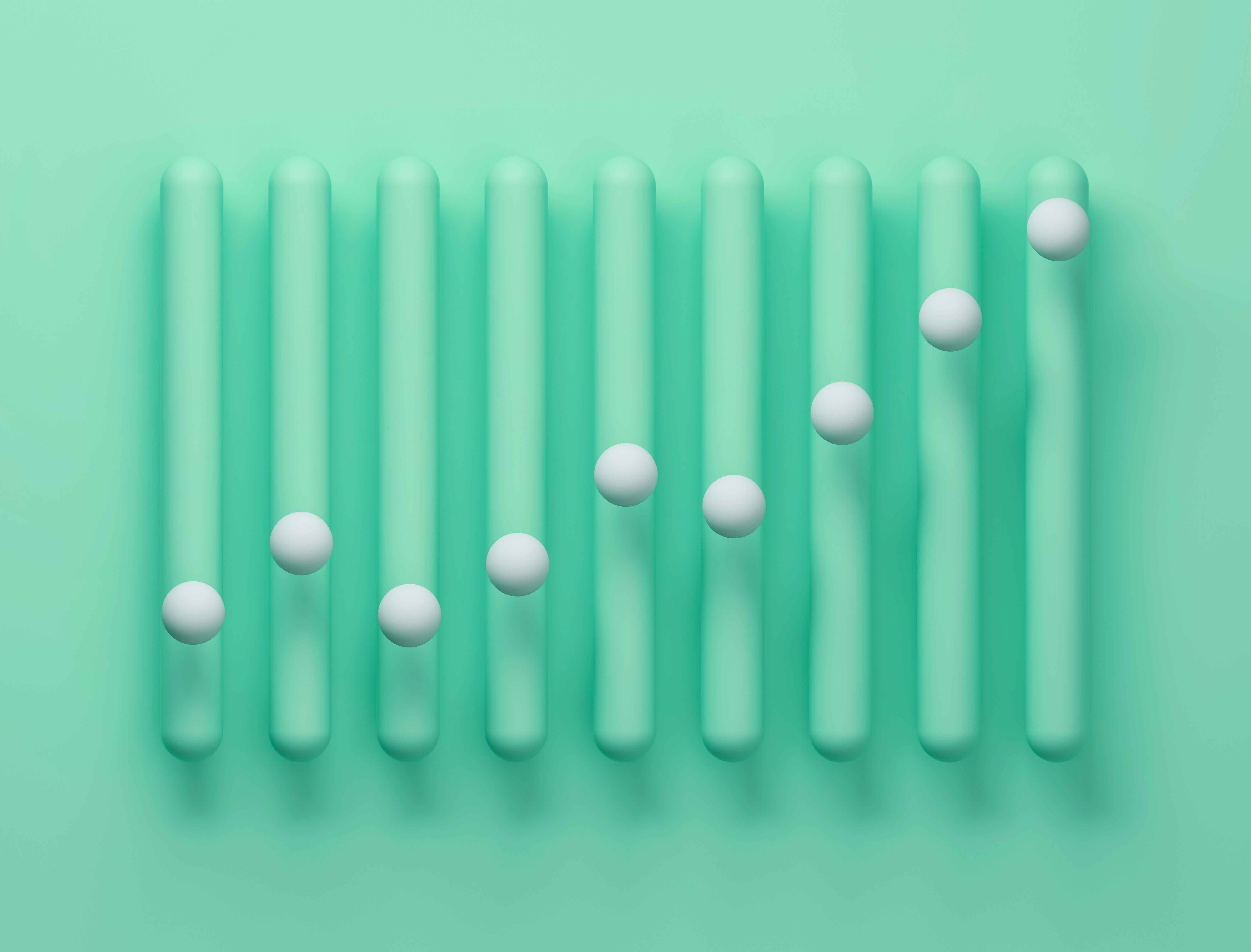 abstract green image with balls trending upwards